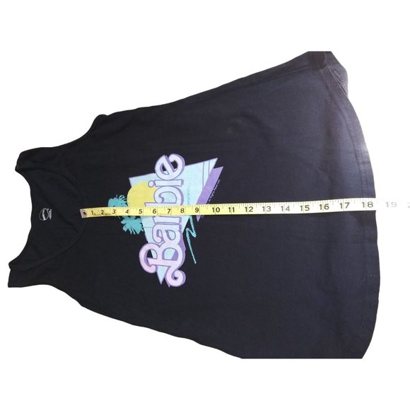 Barbie Black Tank Top Retro Barbie Purple Logo Women's Tank Top Size Medium - Picture 6 of 6